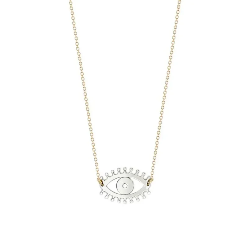 sterling silver gold plated or two tone evil eye necklace