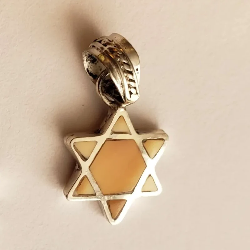 sterling silver star of david necklace with shell color options