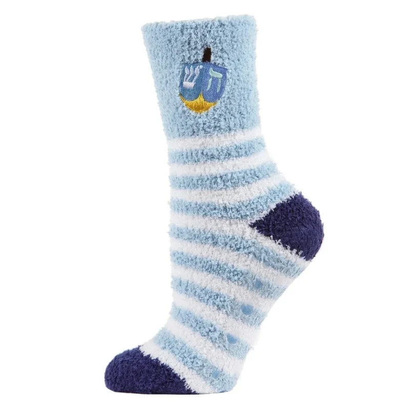 striped dreidel embroidered cozy socks