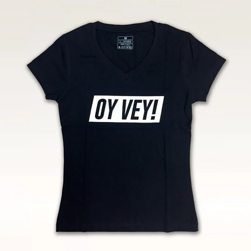 stylish women s v neck t shirt oy vey design