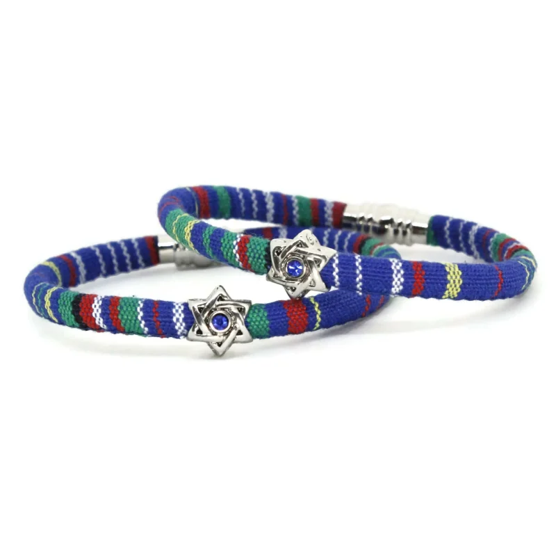 swarovski star of david cotton bracelet marine blue scaled