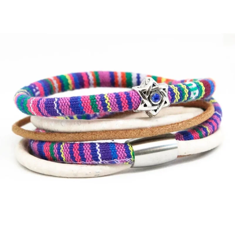 swarovski star of david wrap bracelet pink purple