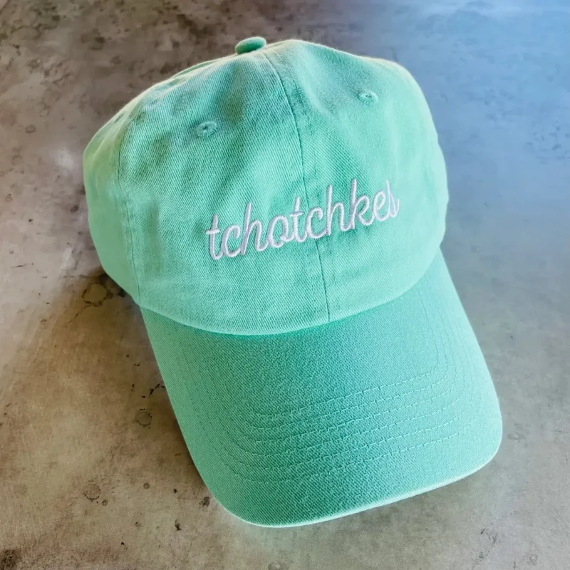 teal baseball cap trendy tchotchkes design