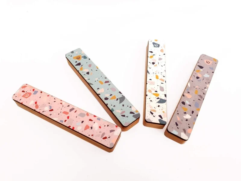 terrazzo geometric mezuzah white gray pink by gala studio