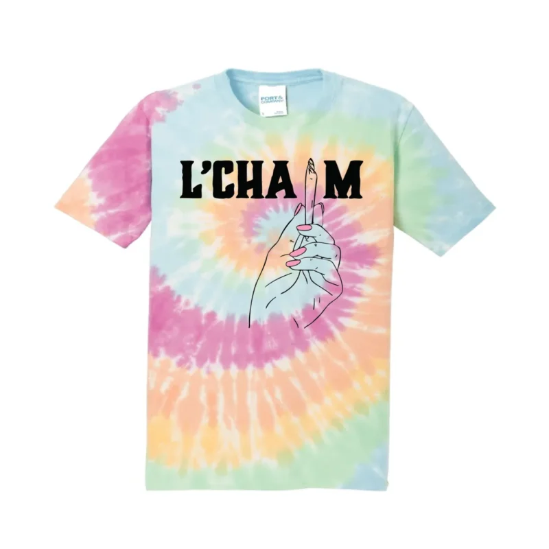 vibrant rainbow tie dye t shirt l chaim