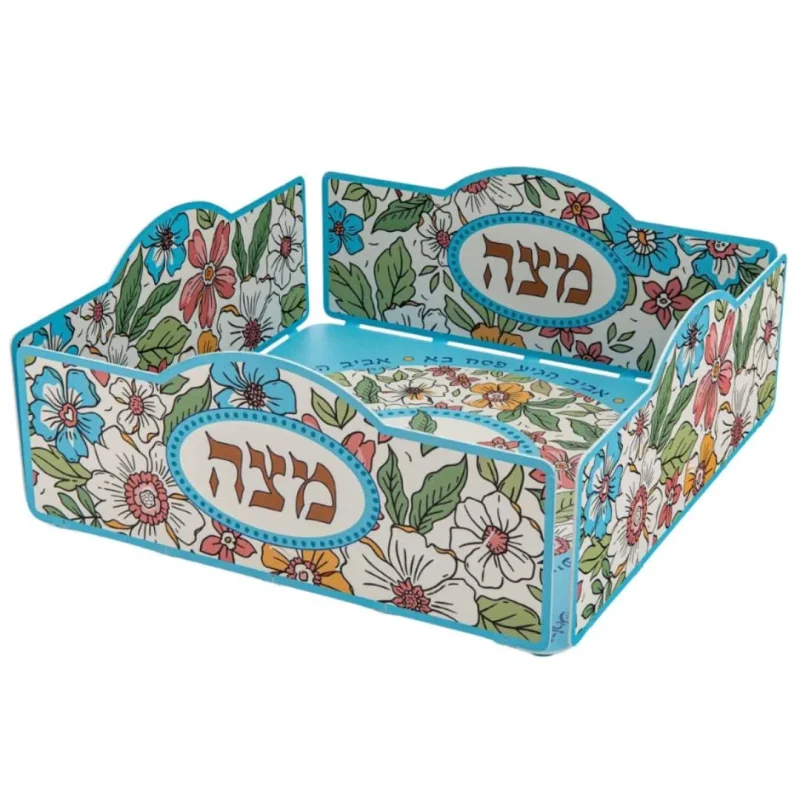 vibrant spring floral matzah plate