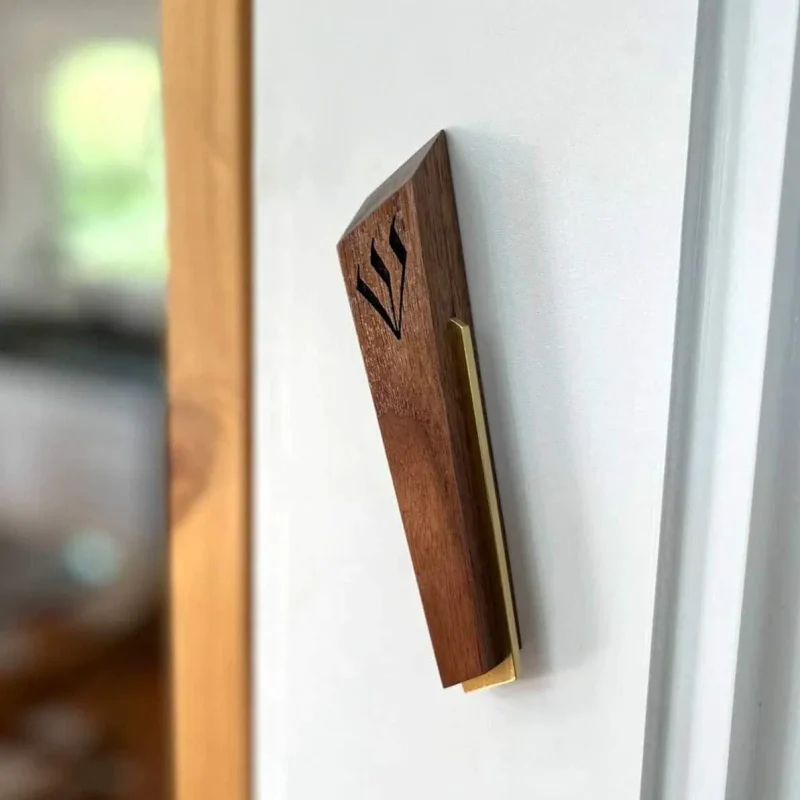 walnut brass mezuzah by windthrow l dor v dor