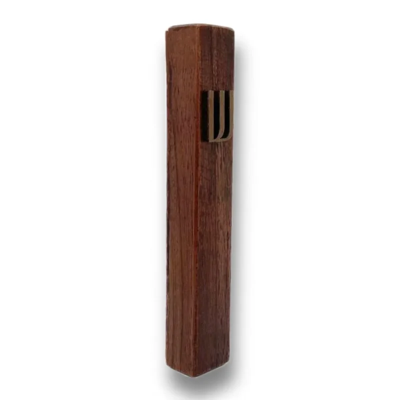 walnut mezuzah case with shin design premium wood