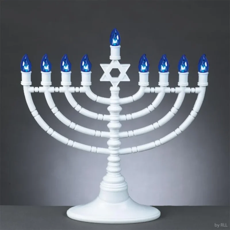 white blue led electric menorah