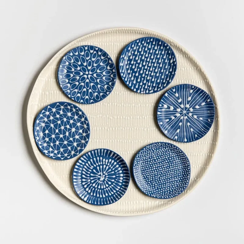 white blue seder plate by maiyan ben yona