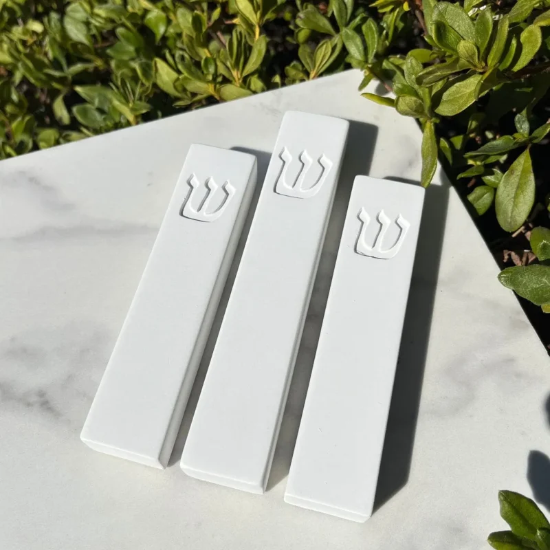 white engraved traditional shin mezuzah elegant home decor