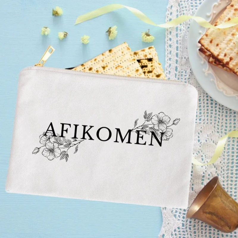 white floral afikomen bag for passover