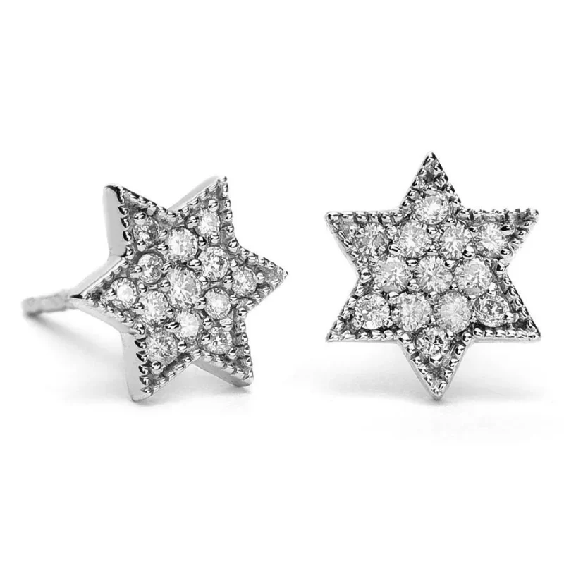 white gold diamond star of david earrings