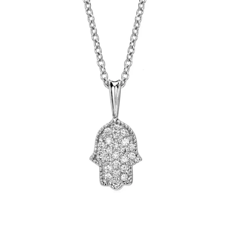 white gold pave diamond hamsa necklace