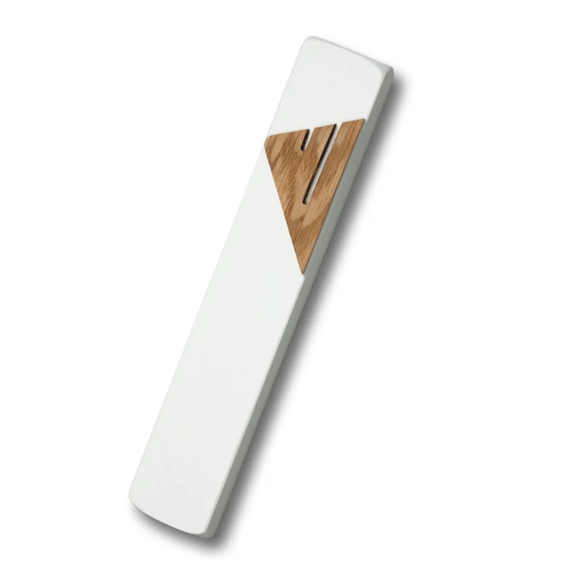 white oak shin quartz mezuzah pure white design