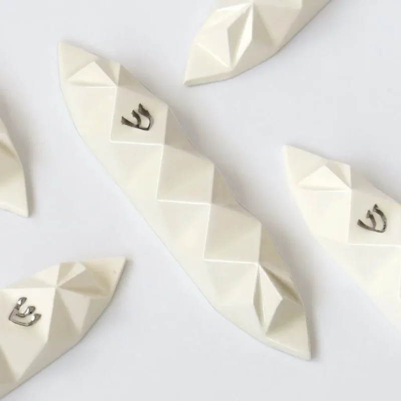 white silver origami mezuzah unique home decor