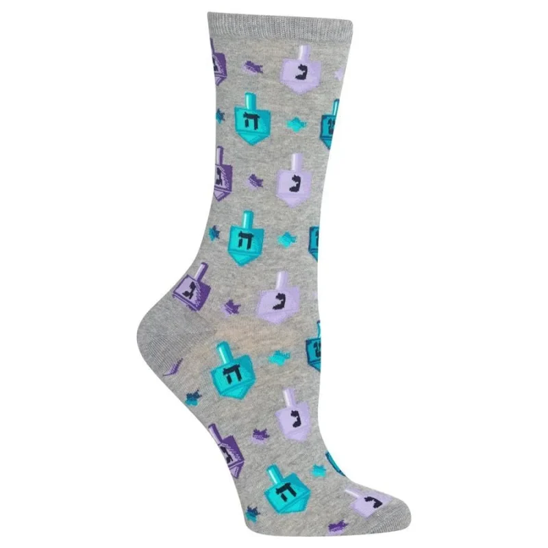 women s gray dreidel crew socks