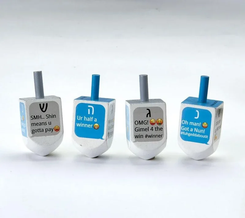 wooden texting dreidels perfect for hanukkah fun