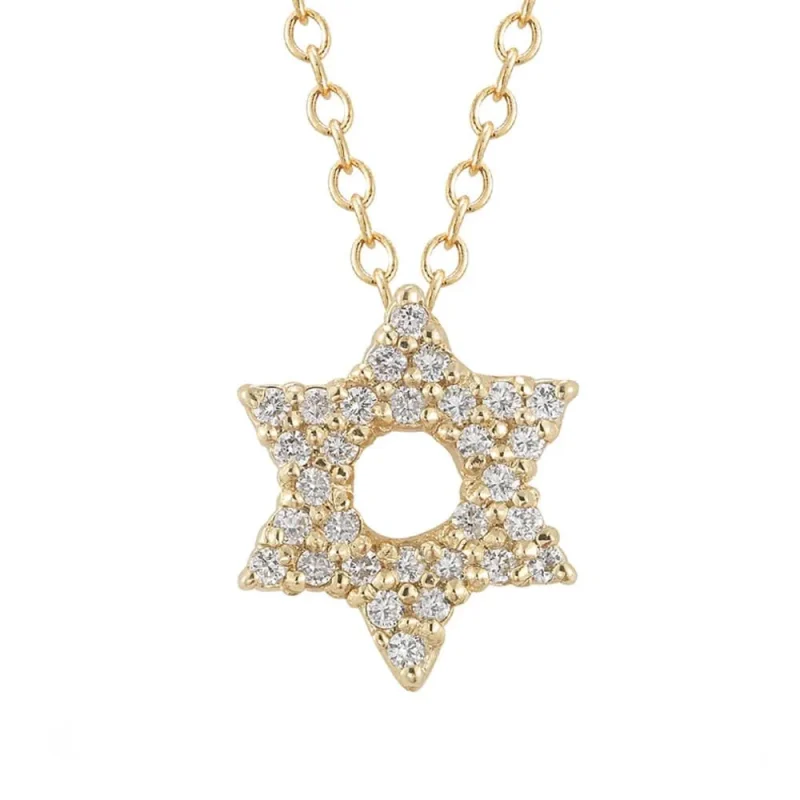 yellow gold diamond star of david necklace