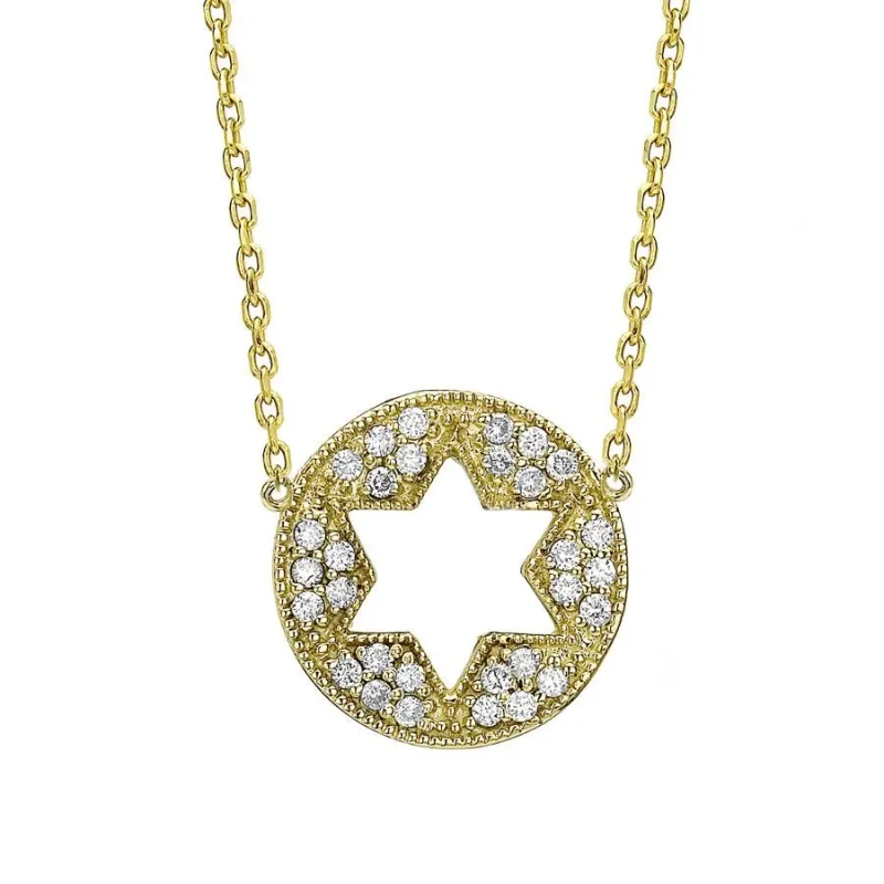 yellow gold star of david necklace